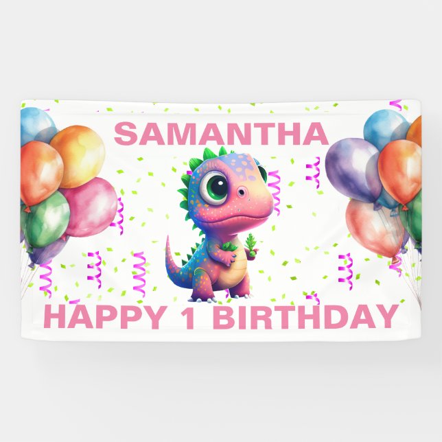 Bannière JEUX ANNIVERSAIRE ROSE T REX (Horizontal)