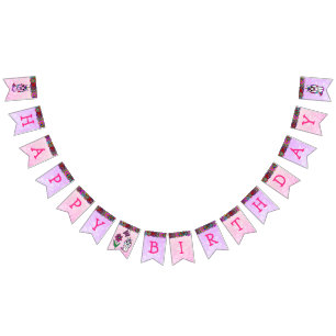 Bannière joyeuse de Unicorne rose et pourpre