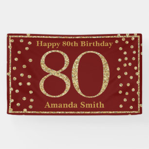 Bannière joyeuse du 80e anniversaire Burgundy Red