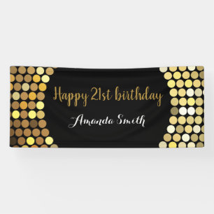 Bannière Joyeux 21e Anniversaire Noir et Paillette