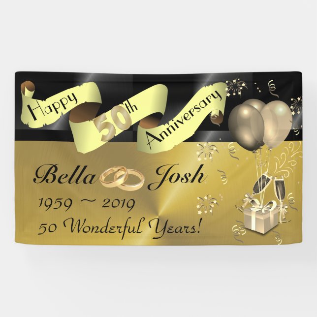 Bannière Joyeux Anniversaire de Mariage 50 ans (Horizontal)