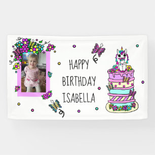 Bannière Joyeux Anniversaire Licorne Personnalisée