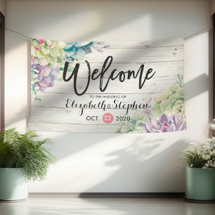 Bannière mariage Accueil Plante Succulent Bois rus
