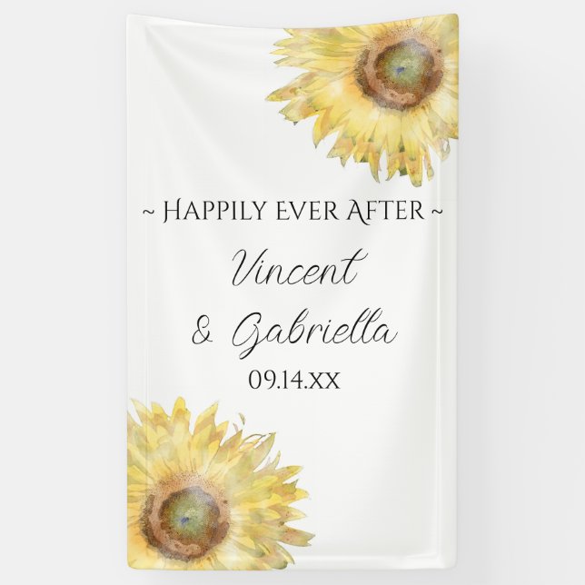 Bannière Mariage couleur d'aquarelle des fleurs ja (Vertical)