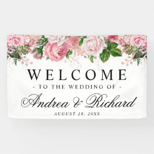 Bannière Mariage de bienvenue rose floral