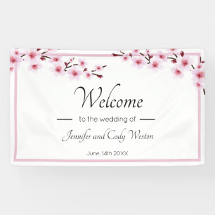 Bannière Mariage en fleurs de cerisiers roses