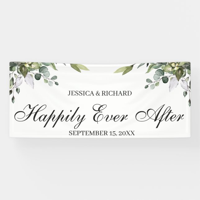 Bannière Mariage Eucalyptus Watercolor (Horizontal)