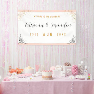 Bannière Mariage moderne avec points rose et noir
