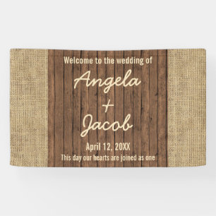 Bannière Mariage personnalisée Rustique Burlap Boi