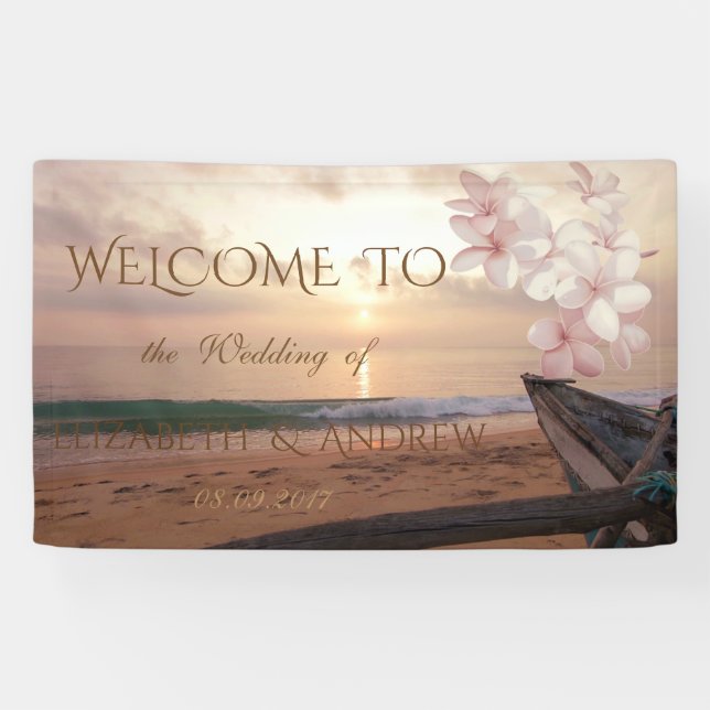 Bannière Mariage Plage Sunset Plumeria (Horizontal)
