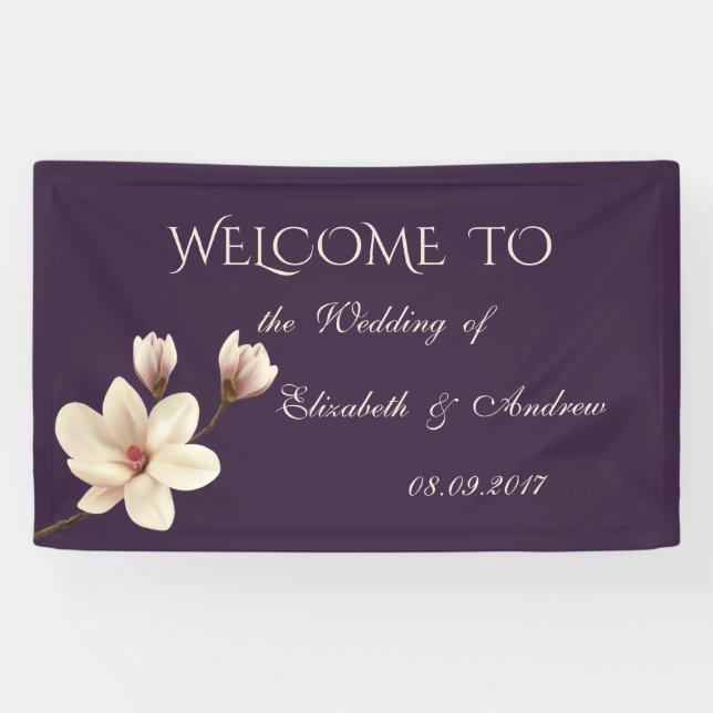 Bannière Mariage Romantique Elegant Magnolia (Horizontal)