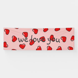 Bannière mignonne rouge de coeurs d'amour