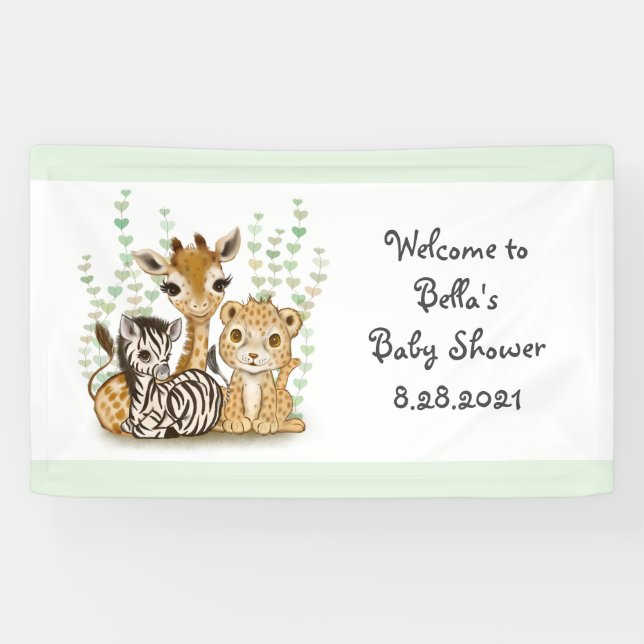 Bannière mignonne Safari Animaux pour la fête du B (Horizontal)