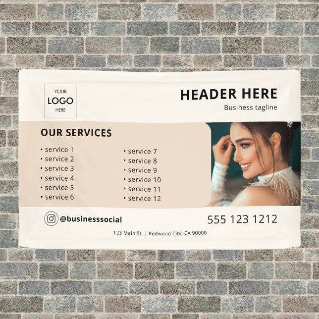 Bannière minimaliste en beige (Créateur téléchargé)