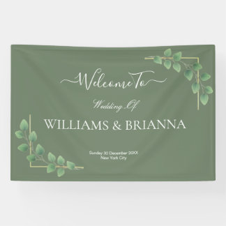 Bannière minimaliste moderne Mariage Feuille vert