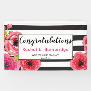 Bannière moderne de graduation florale de filles