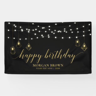 Bannière moderne Joyeux Anniversaire Or et Noir