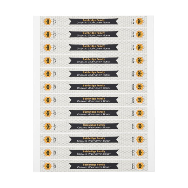 Bannière noir ivoire blanc miel Jar Étiquette ense (Feuille)