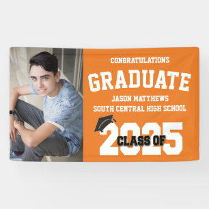 Bannière Orange Graduation 2025 Avec Casquette