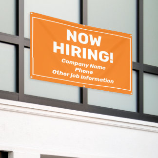 Bannière orange personnalisée d'offre d'emploi