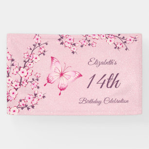 Bannière Parties scintillant rose Fleur de cerisie