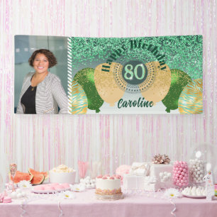 Bannière Parties scintillant verte 80e anniversair