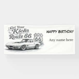 Bannière personnalisable Route 66 vintage