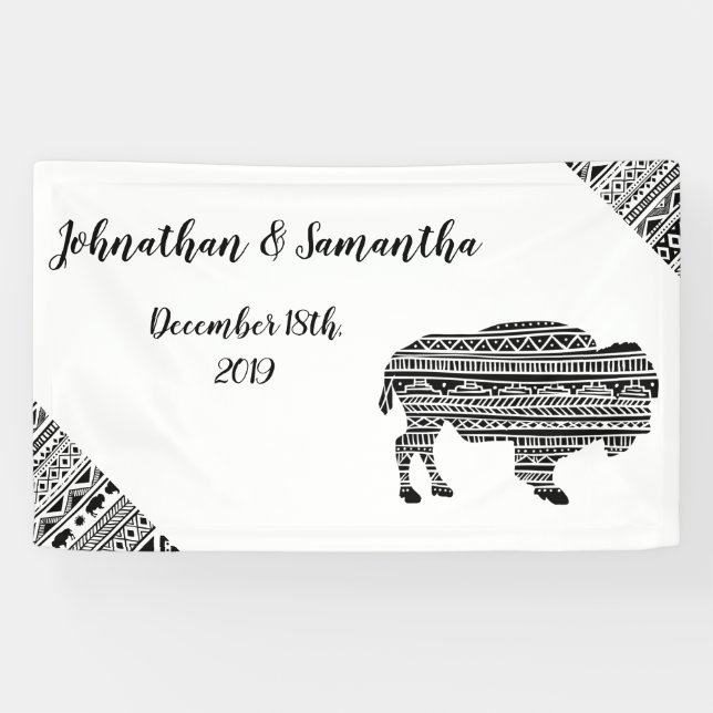 Bannière personnalisée 3'x5' Boho Buffalo Tribal P (Horizontal)