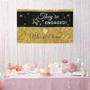 Bannière personnalisée de fête de fiançailles incr