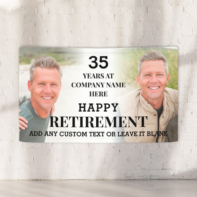 Bannière personnalisée de fête de retraite heureus (Custom Photo Happy Retirement Party Banner
)