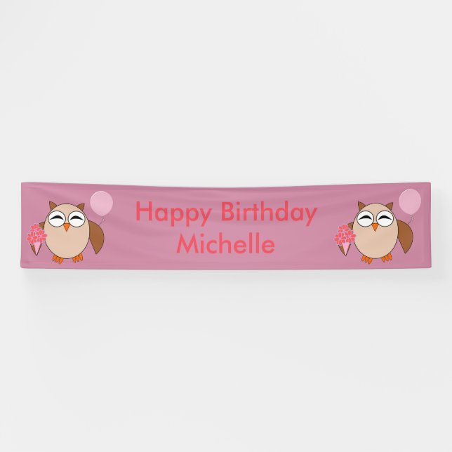 Bannière personnalisée de la Chouette d'anniversai (Horizontal)