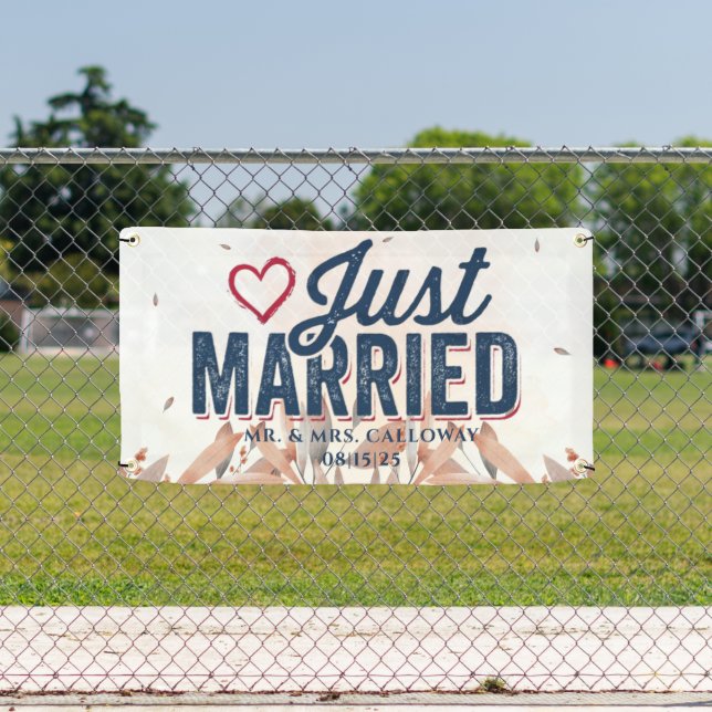 bannière personnalisée de voiture juste mariée (Insitu)