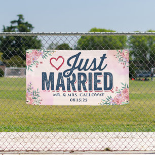 bannière personnalisée de voiture juste mariée