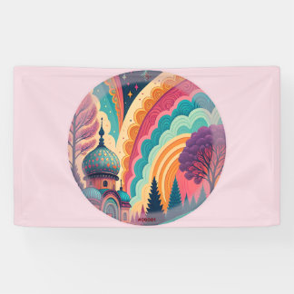 Bannière personnalisée en pastel sous un dôme fant