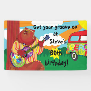 Bannière personnalisée Groovy Guitar Bear