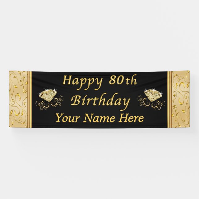 Bannière personnalisée Happy 80th Birthday (Horizontal)