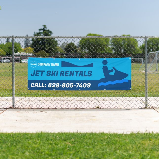 Bannière personnalisée pour la location de jet ski (En situation)