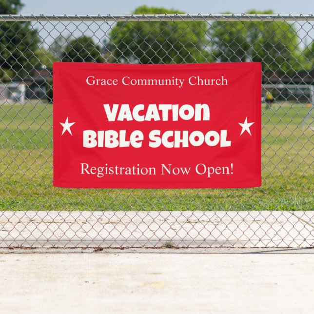 Bannière personnalisée pour l'école biblique de va (En situation)