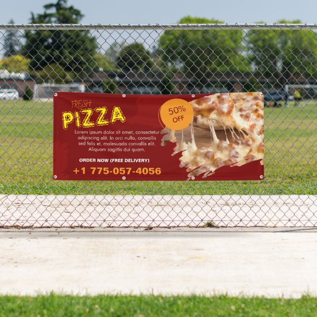 Bannière personnalisée pour pizzéria (En situation)