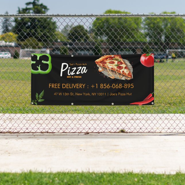 Bannière personnalisée pour pizzéria (En situation)