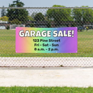 Bannière personnalisée VENTE DE GARAGE Arc-en-ciel