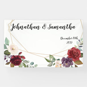 Bannière personnalisée White Roses Gold Geometrie