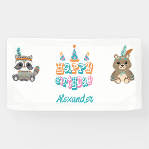 Bannière personnalisée Woodland "Joyeux Anniversai