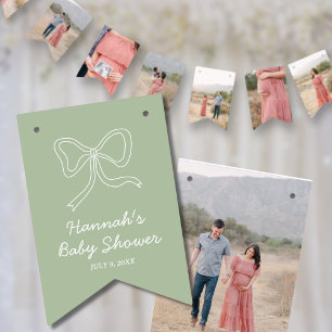 Bannière photo Baby shower personnalisé Sage Green