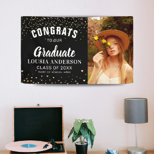 Bannière photo Gold Heart Confetti Graduation