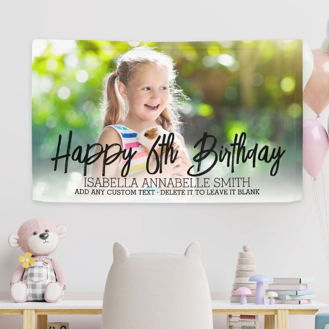 Bannière photo personnalisée de n'importe quel par (Any Age Kids Birthday Party Custom Photo Banner
)