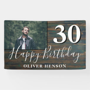 Bannière photo Rustic Wood 30th Birthday Party