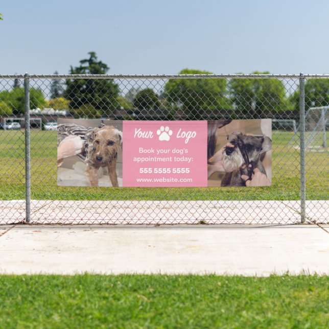 Bannière Pink Pet Business avec 2 photos et logo (En situation)