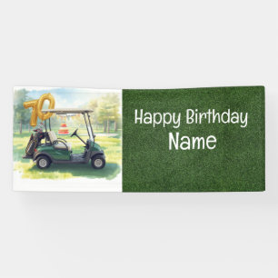 Bannière pour les 70 ans avec voiturette de golf,