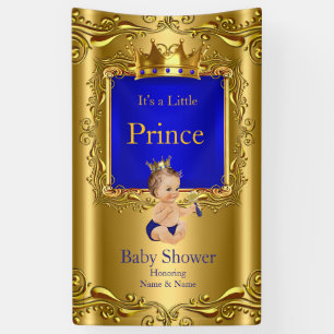 Bannière Prince Baby shower Bleu Or Brunette 2